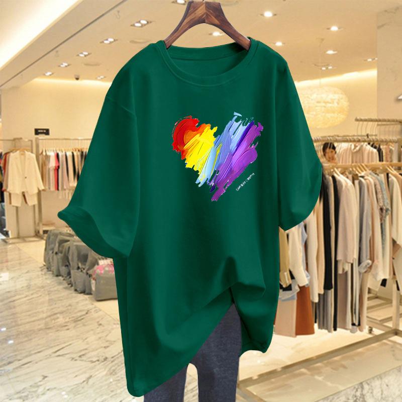 Product Introduction of Áo Thun Cotton ngắn Tay Cỡ Lớn Màu Xanh Lá Huỳnh Quang, Dành Cho Nữ, Dáng Rộng Vừa Vặn, Dài Trung Bình Che Hông, Áo Ngoại Cỡ, Thích Hợp Cho Mùa Hè Mới 2025 12