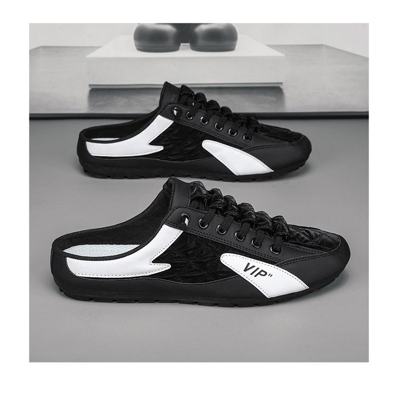 Giày sục, giày lười (  Shoes ) thể thao da nam  Đế Bằng phối vải canvas chống trơn trượt - GH16 - ĐỘC STORE DéP lười