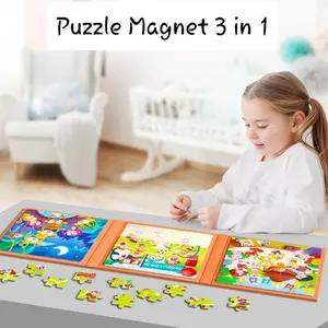 Buku Mainan Anak Menyusun Gambar Puzzle Jigsaw Magnet 3 in 1 Setiap Buku memiliki 3 Gambar yang beda