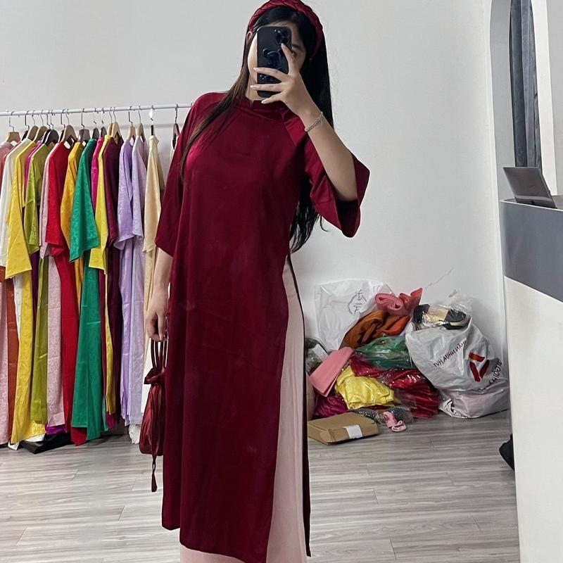 Áo dài lụa Vịnh Xuân dáng cách tân 8