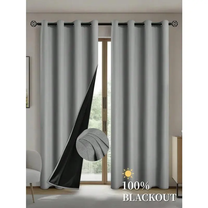 1pc Blackout Curtains with Coated Insulated Lining, Curtains for Living Room, Bedroom, Kitchen, Home Decor, Room Decoration