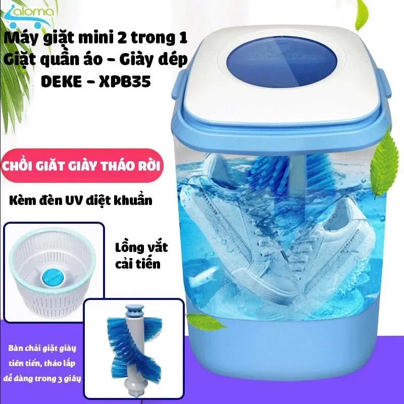 Máy giặt mini giặt quần áo - giặt giày cao cấp khử khuẩn bằng công nghệ Blue Ag Làm Sạch