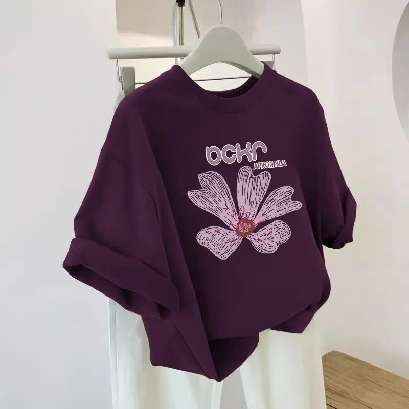Fashion Women's Short Sleeve T-Shirt Vintage Printed Top