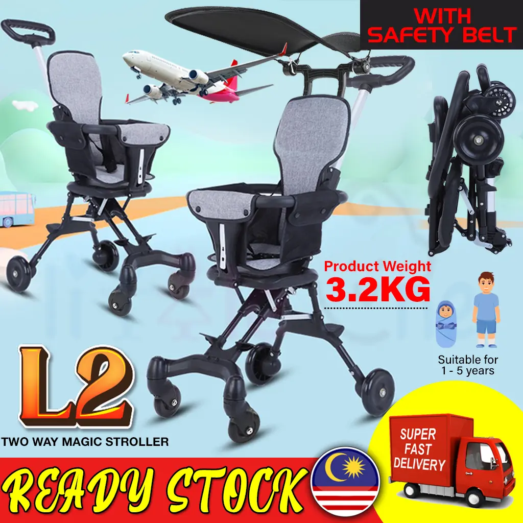 2 Way Magic Stroller(WITH SAFETY BELT) Magic Kids Stroller Magic Foldable Stroller Budak Stroller Kids