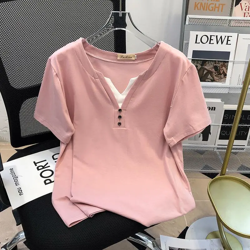 150.00kg plus Size Women's Top Summer Fake Two-Piece All-Match Loose Fashion Underwear Short-Sleeved T-shirt