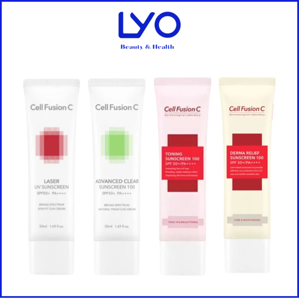 Kem chống nắng Cell Fusion C Laser Đỏ / Clear xanh  / Toning Suncreen hồng / Vàng Derma 50ml