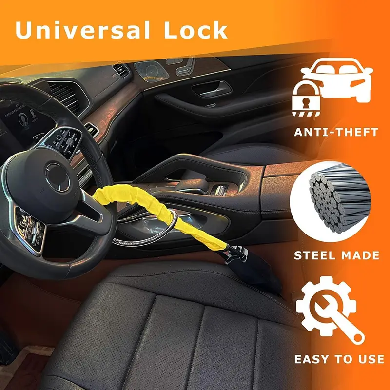 Car Steering Wheel Lock with Key, Anti-theft Car Steering Wheel Lock with Key, Universal Car Steering Wheel Lock, Easy To Use Car Accessories, Locks & Security 7