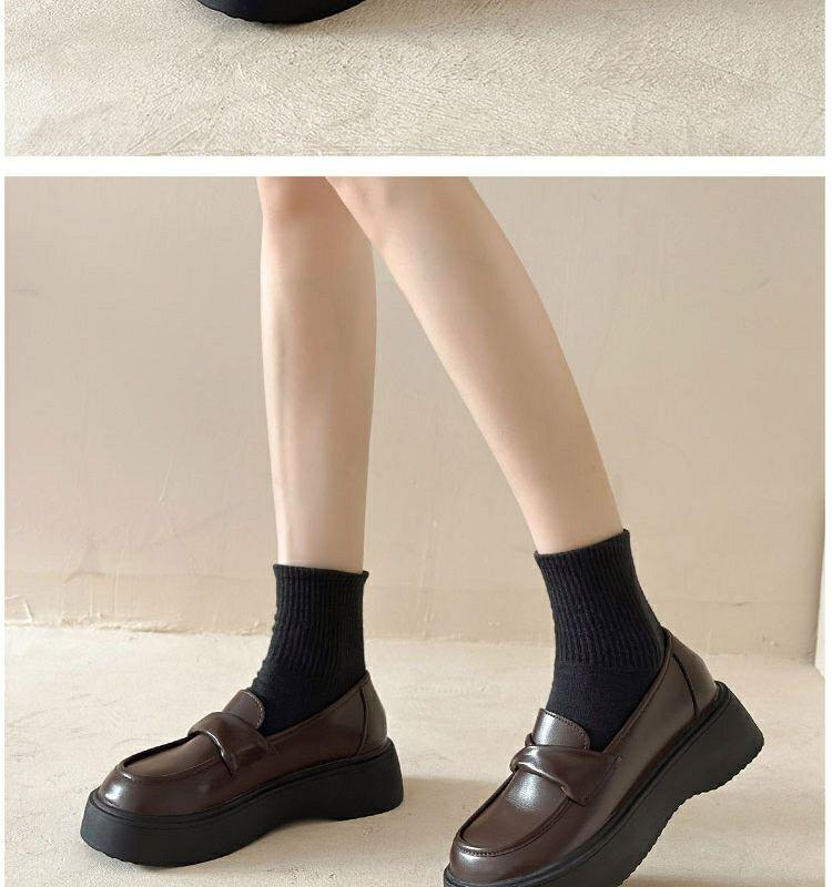 Product Introduction of British Style Women's Leather Shoes 2023 Summer Autumn New Thick-Soled Black Loafers Retro Slip-On Mary Jane Shoes nam 28