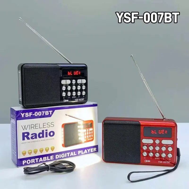 ￼Máy nghe đài FM, Kinh Phật, Nhạc từ thẻ nhớ USB, Có đèn pin YSF-007 Bluetooth có cổng cắm tai nghe 3.5mm 3