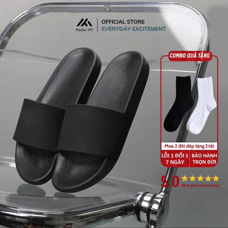 Dép quai ngang đúc Basic nguyên khối nam nữ M Masler-MT với phần đế chống trơn trượt, chống nước và quai êm chân TRO3