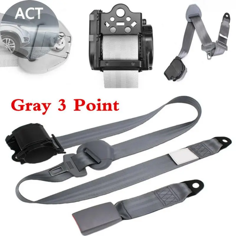 Seat Belt Auto 3 Point Retractable Automatic Interior Replacement Set Kit Car Buckle Travel
