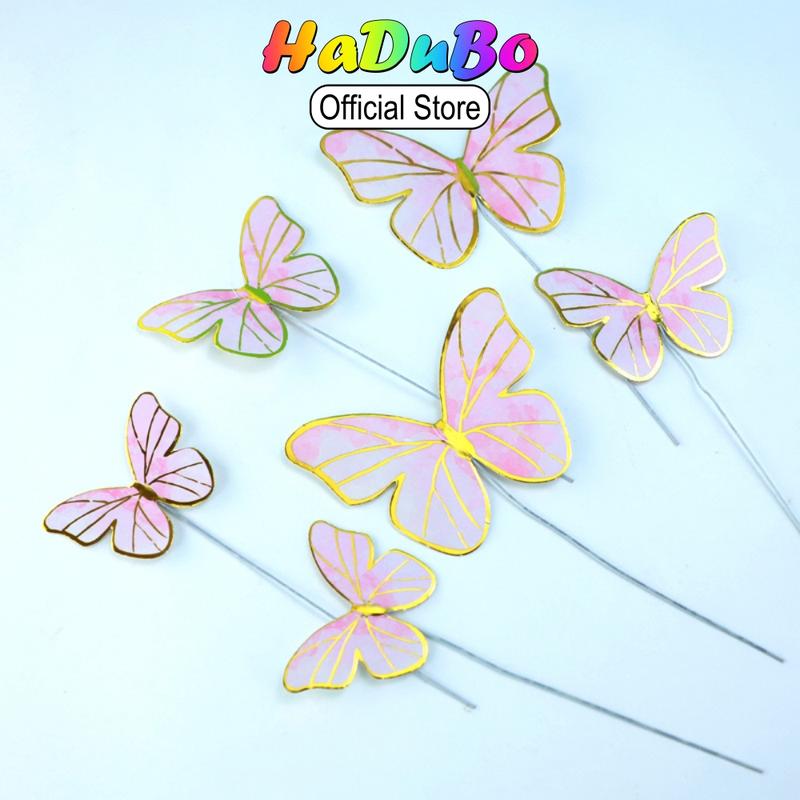 Vỉ 10 bướm trang trí bánh kem, bánh sinh nhật, phụ kiện trang trí bánh chúc mừng sinh nhật | D069 4