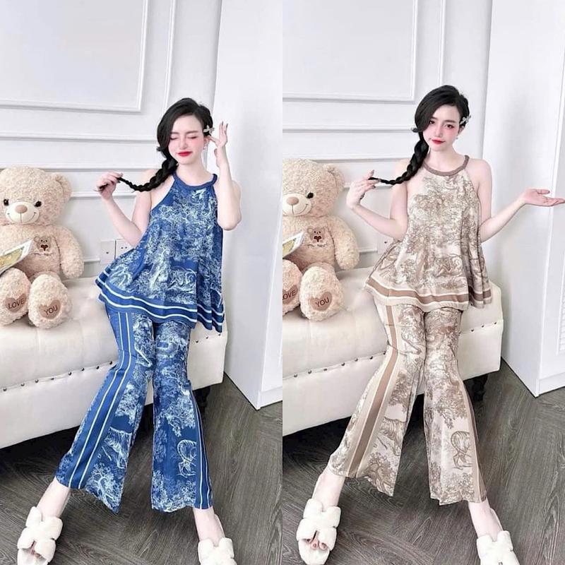  Set yếm quần dài Latin mềm mịn mát freesize 40-60kg phong cách sang trọng . Quần có  túi- Nữ Voi Women Đen Nhung Top Áo 