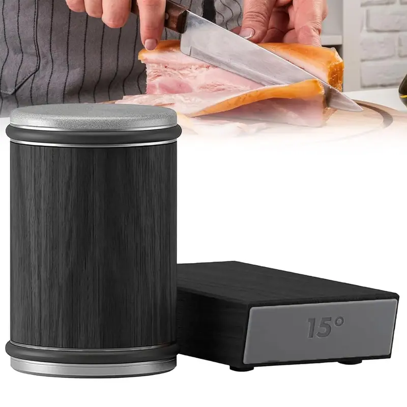 Manual Knife Sharpener Set, 1 Set Rolling Angle Adjustable Manual Knife Sharpener, Household Cylindrical Knife Sharpener for Kitchen, Kitchen Gadgets 0