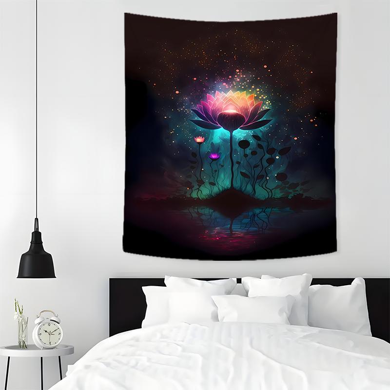 Product Introduction of Tranquil Lotus Pattern Tapestry, Wall Hanging Tapestry, Bedroom Living Room Decor, College Dorm Party Decor, Tapestry for Indoor and Outdoor Decoration 0