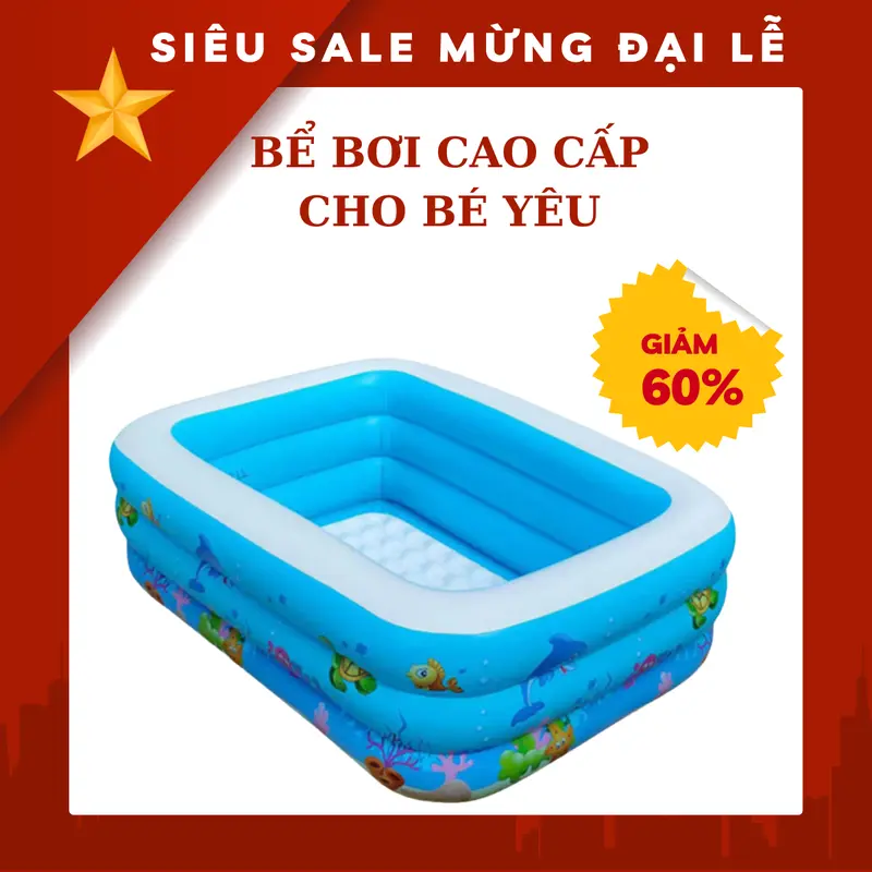 (HÀNG NK CHÍNH NGẠCH)Bể bơi cho bé chống trơn trượt có thể gấp gọn Đồ Chơi 0