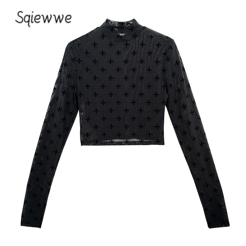 Product Introduction of SS24 Women Crop Cover-Up Tops Cross Print Sheer Long Sleeve Shirt Casual Pullovers for Club Streetwear Aesthetic Clothes 38