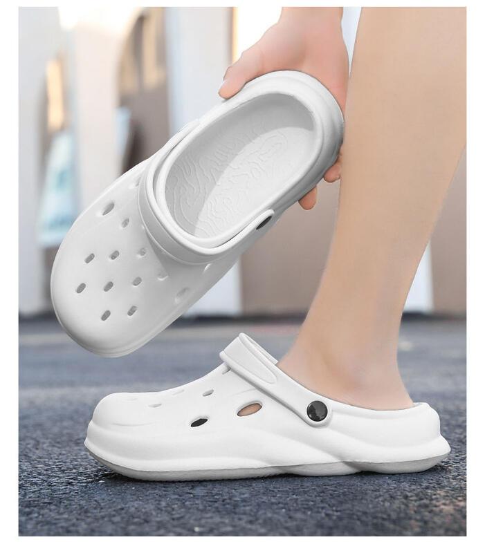 Product Introduction of Couple Hot Sale Brand Clogs Men Sandals Casual Shoes EVA Lightweight Sandles Unisex Colorful Shoes for Summer Beach 14