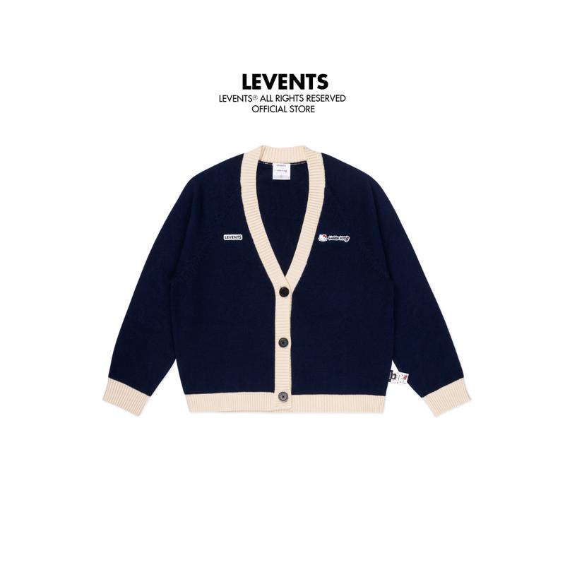  Levents x Hello Kitty | Áo Cardigan Regular Fit Small Kitty Knit Cardigan  Navy Chất Len Unisex 