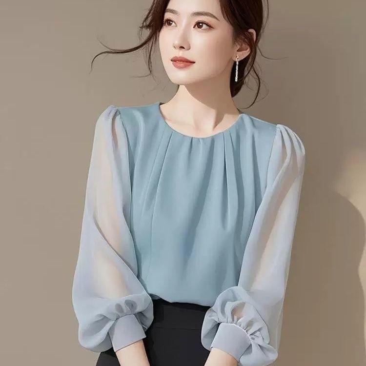 Áo Dài Tay Đẹp Phong Cách Pháp, Màu Trơn Dành Cho Nữ, Hàng Mới Về Mùa Thu 2024, Áo Sơ Mi Nhỏ Thanh Lịch, Áo Voan Phổ Biến, Thích Hợp Cho Phụ Nữ, 1 / 2 Cỡ 6