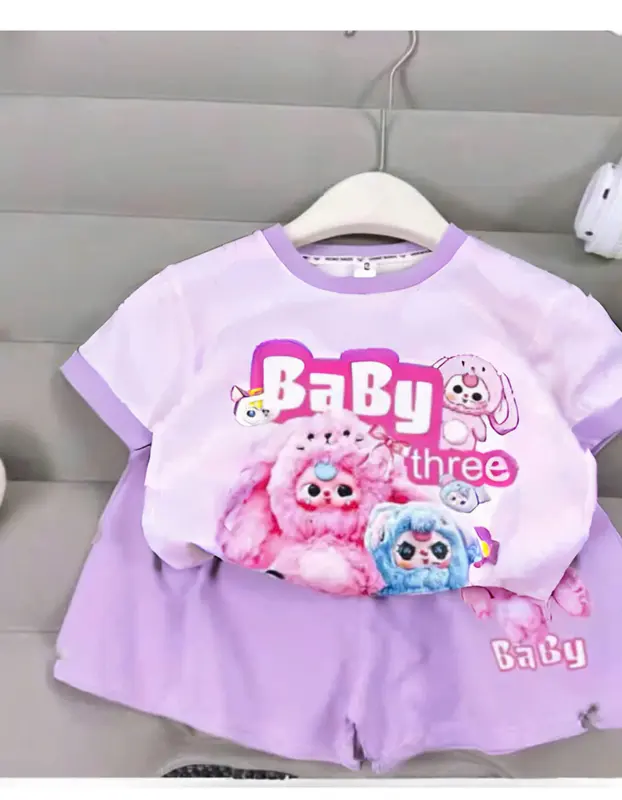 COMBO 4 Bộ Quần Áo trẻ em in hình babythree , Hình in 5D Hoạ Tiết Xinh Xắn Dành Cho Bé Gái 8 -43kg M07 4