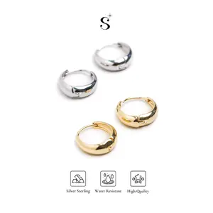 StuffiStalk - Piera Anting Hoop Geometris Round Alloy Plating Wanita Elegan Gold Earrings StuffiStalk - Piera Anting Hoop Geometris Round Alloy Plating Wanita Elegan Gold Earrings