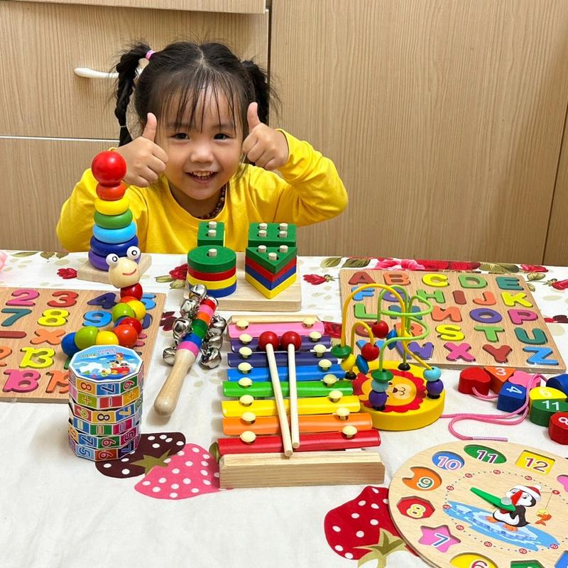 COMBO 10 MÓN ĐỒ CHƠI XẾP GỖ THÔNG MINH CHO BÉ