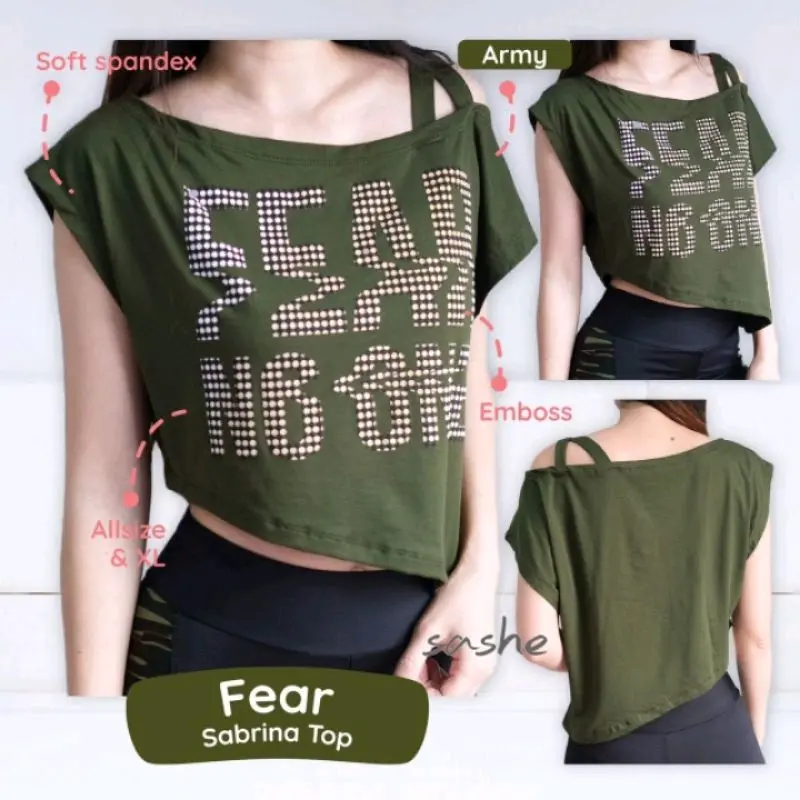 Fear Sabrina Top Army Baju Kaos Atasan Olahraga Wanita Senam sasheshop76 1