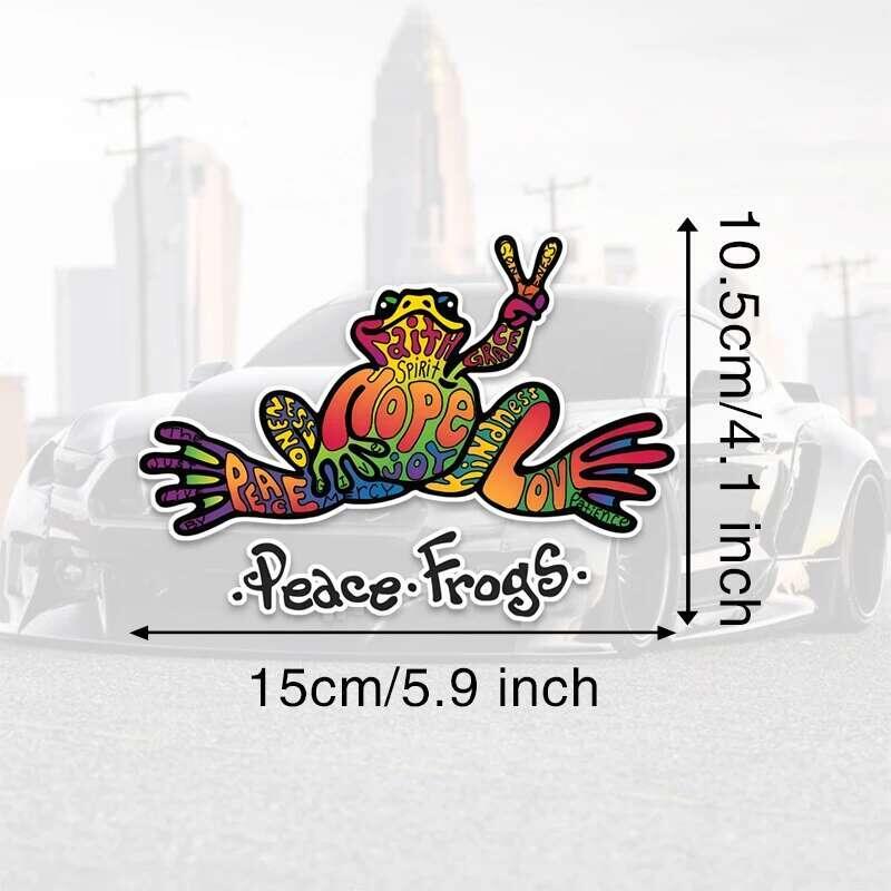 Product Introduction of 20*15cm Show The World Your Hope For Peace With This Colorful Frog Car Sticker 0