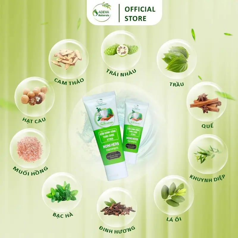 Kem đánh răng thảo dược NONI Adeva - Trắng răng, Giảm hôi miệng, Hỗ trợ giảm ê buốt, Cay mạnh 50g 1