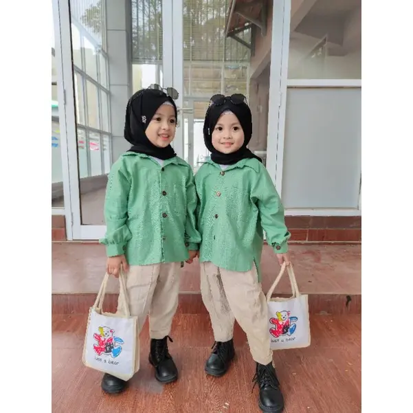 KEMEJA OVERSIZE ANAK LINEN 2-12 Tahun / KEMEJA POLOS ANAK PEREMPUAN