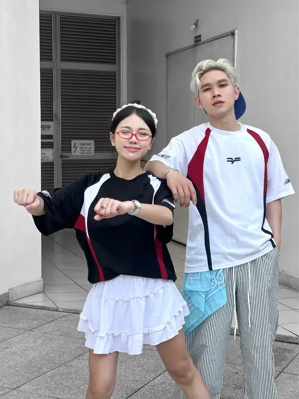 Áo Thun Nam Nữ SỐ 7 Unisex Form Rộng Tay Phối - Top Áo Thun Cổ Tròn Menswear Women Đen 1