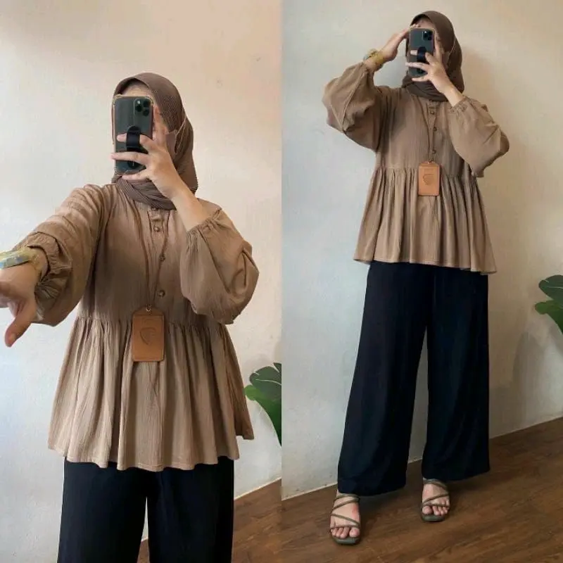 Raisa Blouse Rayon Crinkle Premium Wanita Airflow Atasan Baju Casual