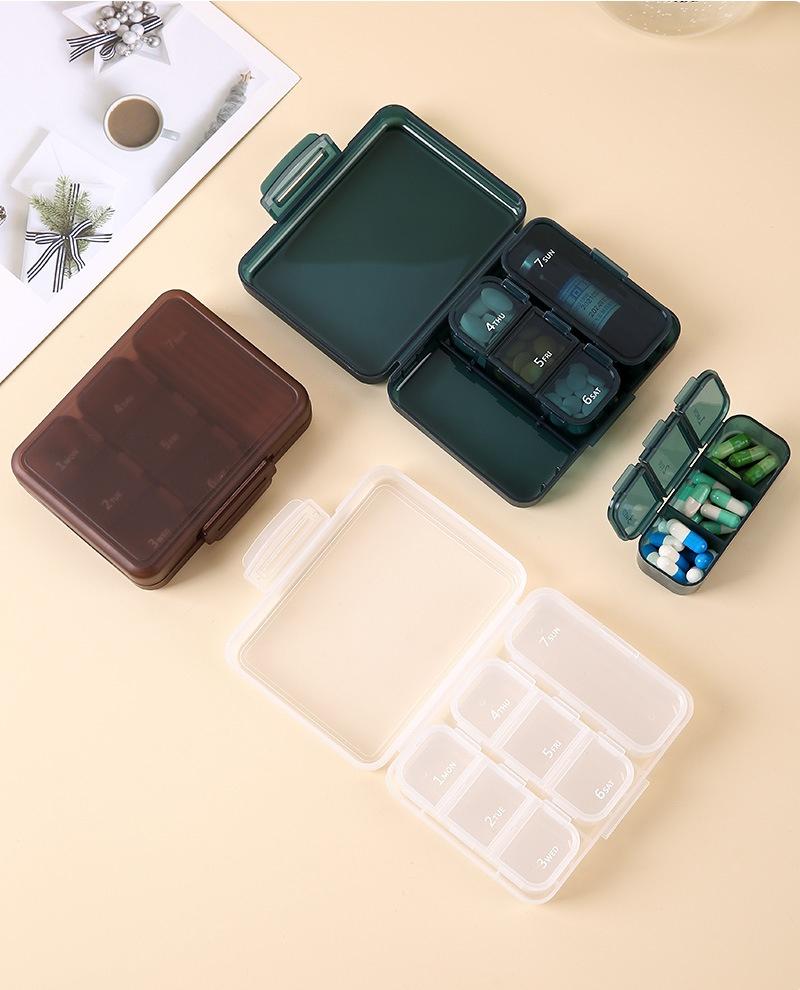 Product Introduction of 7-compartment medicine box set, portable portable travel pill storage box, 7-day storage small medicine box 4