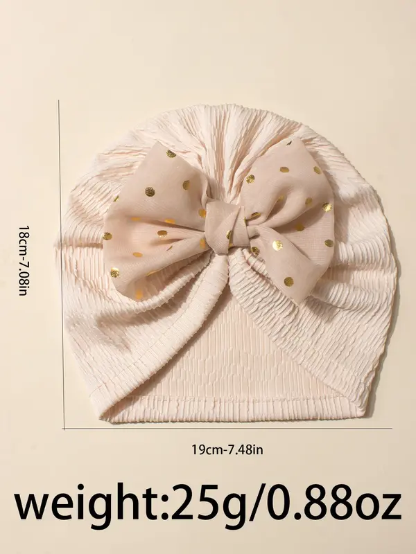 Baby's Bow Decor Textured Beanie Hat, Casual Soft Comfortable Hat for Daily Wear, Newborn Infant Kids Accessories for All Seasons 1
