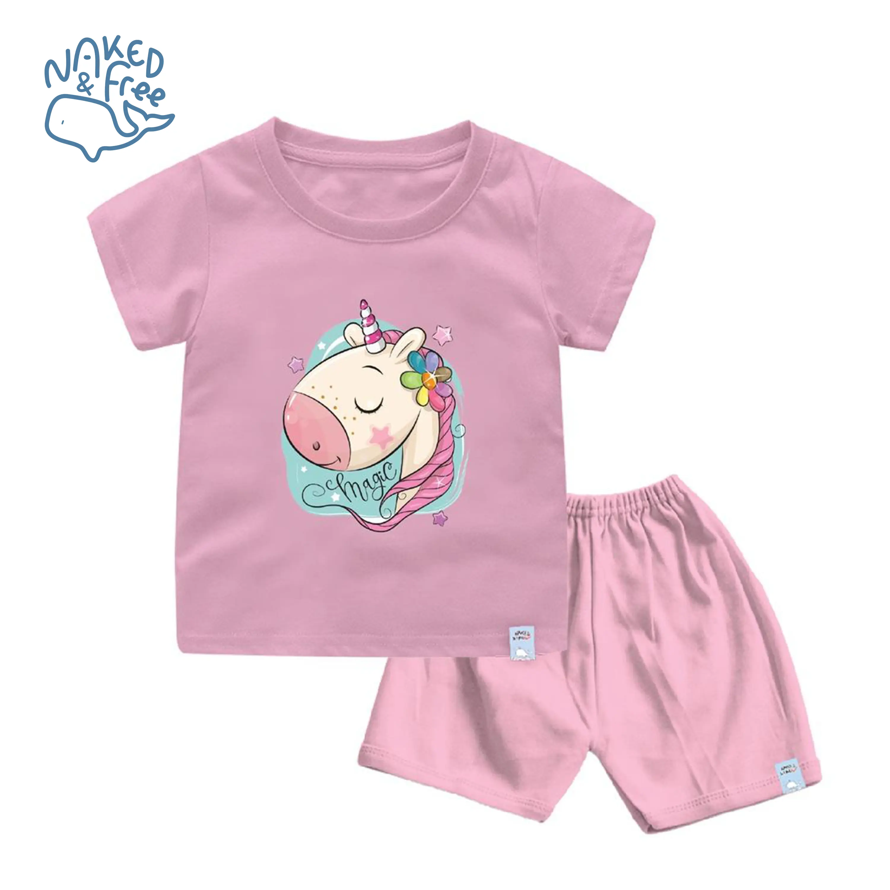 Naked & Free Setelan Bayi & Anak Unicorn Magic Untuk Usia 6 Bulan-8 Tahun Bahan Katun Combed 30s