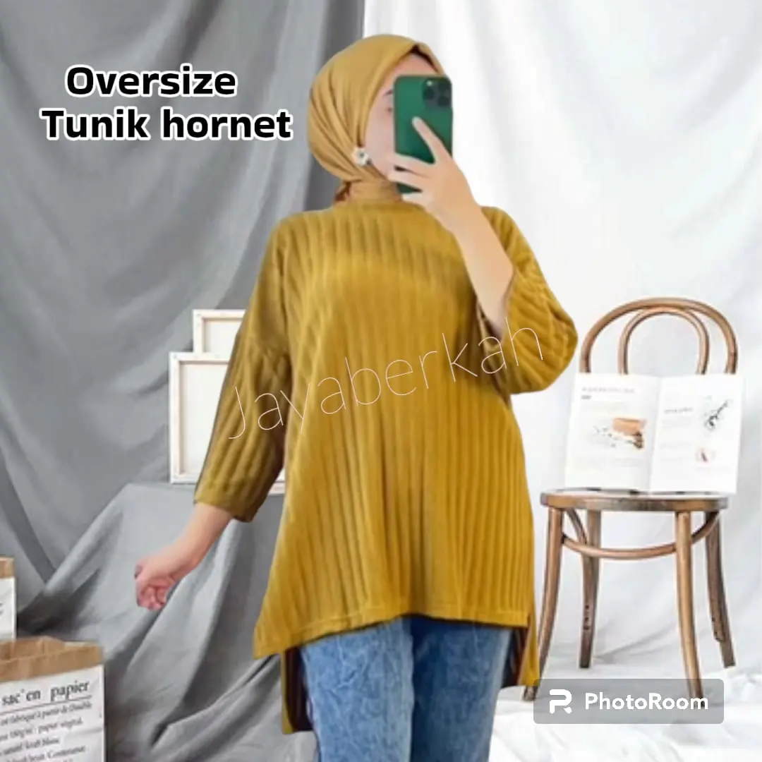 TUNIK OVERSIZE KENIT HORNET ATASAN TUNIK LENGAN 7/8 FASHION WANITA BISA COD