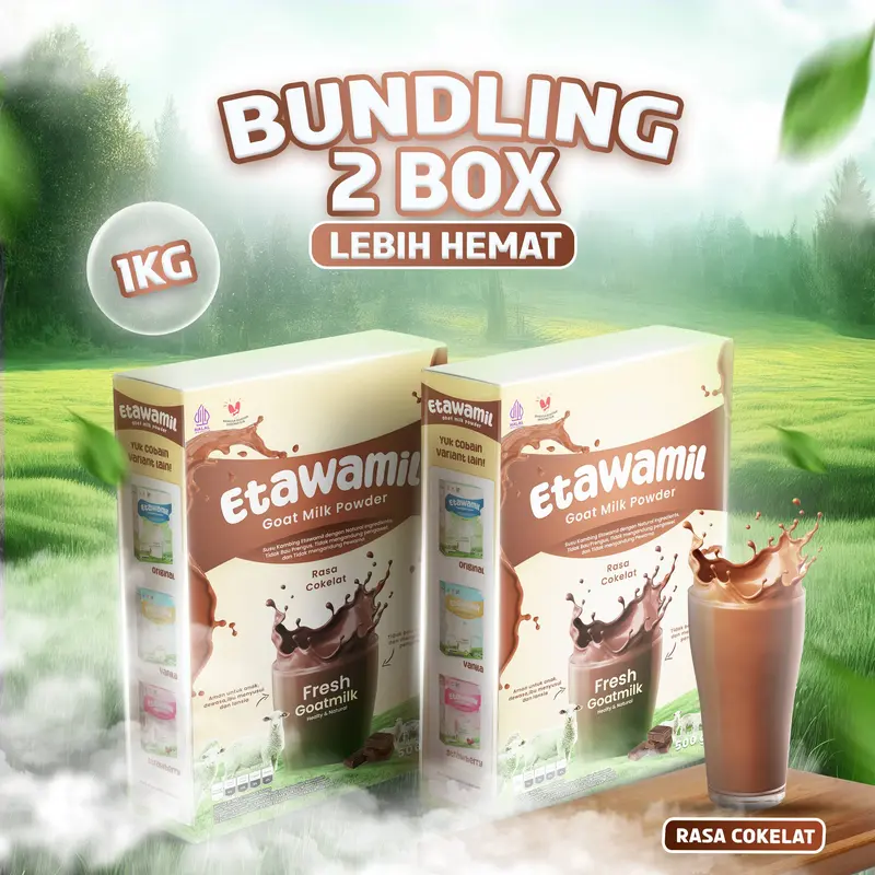 ETAWAMIL Susu Kambing Etawa Bubuk - Rasa Cokelat Enak Sehat Halal BPOM 1000 gram 1 KG Milk 2