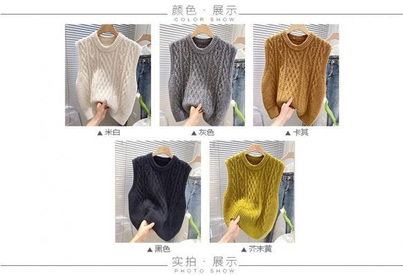 Product Introduction of Áo Len Không Tay Xoắn Cổ Điển Bộ Sưu Tập Mùa Xuân Và Mùa Thu, Dành Cho Nữ, Phong Cách Hàn Quốc, Váy Băng Quấn Dáng Rộng Rãi, Áo Vest Dệt Kim, Cổ Tròn Bên Ngoài, Hàng Mới Về Năm 2025 2