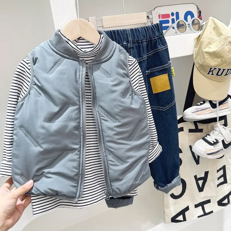 Áo gile lót lông cho bé trai, áo gile lót lông dày ấm cho bé hãng KACADY size từ 10-34kg   chobe aogile 1