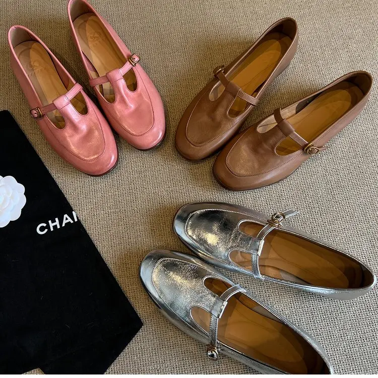 Flat Shoes for Women Round Toe Buckle Strap Fashion Mary Jane Shoes Size 35-40