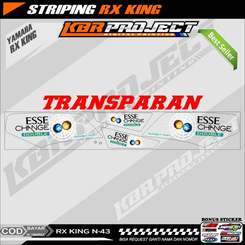 RX KING ESSE STIKER  STRIPING PREMIUM MOTOR KEREN LIS VARIASI YAMAHA N.43 HOLOGRAM TRANSPARAN COD Motorcycle 5