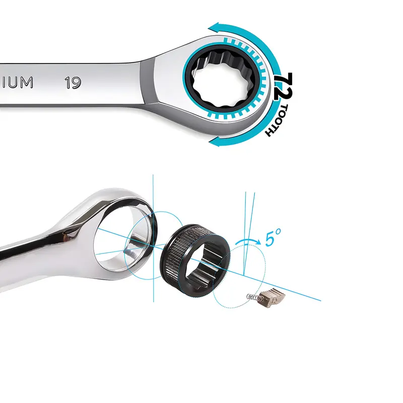 ALLEFIX Kunci Ring Pas Bolak Balik 2 In 1 Ukuran 6-27mm Bahan Stainless-steel Anti Karat - 10170 4