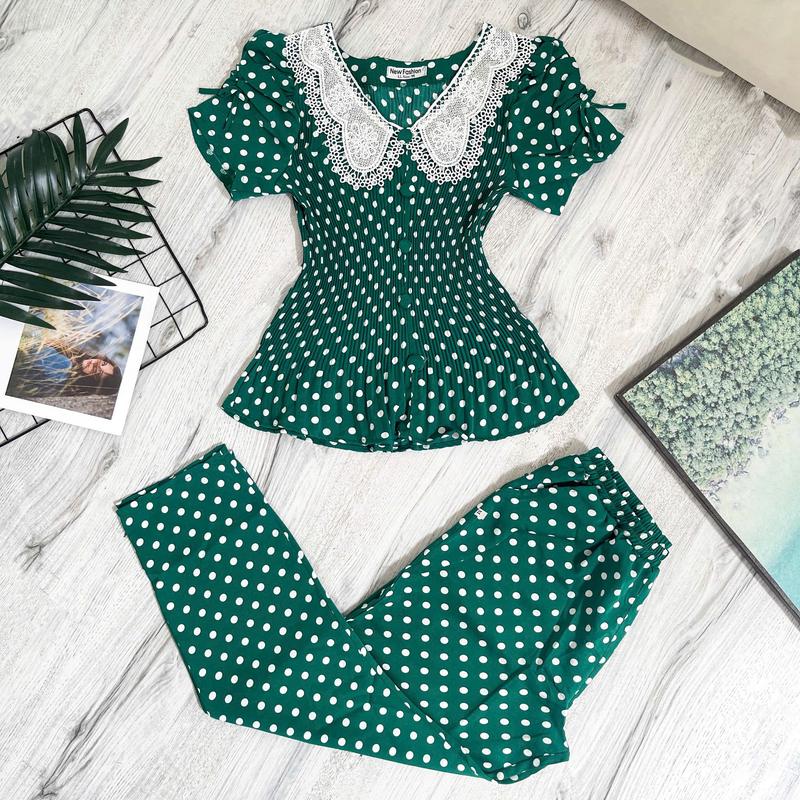 { ĐỒ BỘ DÀI DẬP LY} sét đồ bộ dài dập ly ,cổ phối ren ,chất liệu vải mango mền mịn mát ,thấm hút mồ hôi tốt ,mặt tôn dáng tôn da ,có 3 size 40-71 kg cho chị em tha hồ lựa chọn 8