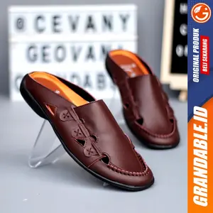 Sepatu Sendal Pria Kulit Asli Sandal Slip On Bustong Tutong Pria Sandal Slop Selop Cowok Kulit Asli FRANGKY Shoes Kasual