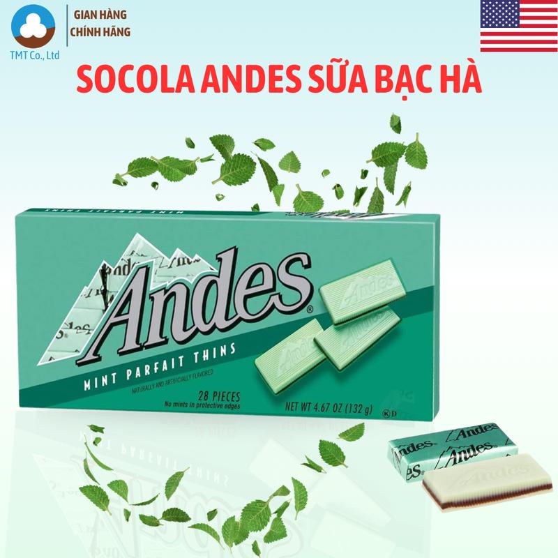 Kẹo socola Andes Sữa Bạc Hà hộp 28 viên 132g chính hãng nhập khẩu Mỹ