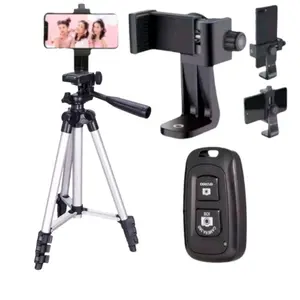 【 PROMO HEMAT】Tripod satu set 1meter kepala tripod remot langsung pakai MULTIFUNGSI SELFIE VIDEO camera led