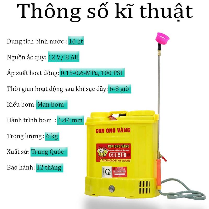 Product Introduction of Bình Xịt Điện 16 lít Con Ong Vàng cov 16d 51