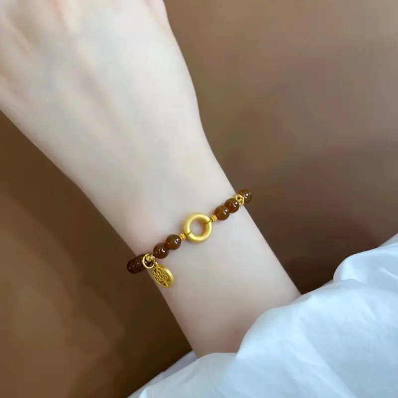 Vòng Tay Hoa Huệ Caramel, Thiết Kế Đơn Giản, Làm Bằng Sáp Ong Và Giả Ngọc Bích Hetian, Thích Hợp Để Phát Sóng Trực Tiếp, Hàng Mới Về 3