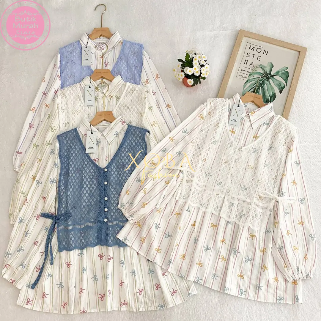 Xoba LD 110, 114, 116 CM 3404 Atasan Wanita Blus Wanita Katun Bordir Ladi Sofia Baju Panjang 3533